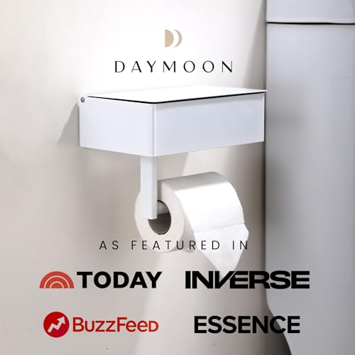 Day Moon™ - Toilet Paper Holder with Shelf - Modern Roll Holder for Bathroom - 1 Pack - Wall Mount - with Storage, White - color: White, size: Storage 1 Pack