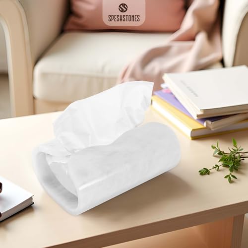 Marble Tissue Box Cover 7.5 Inch Handmade White Tissue Box Holder Rectangle for Modern Bathroom Decor & Home Organizer - Decorative Facial Tissues Boxes Holder for Bedroom & Living Room - color: White