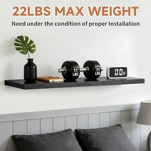 LifetimeWarranty Easy Install Floating Shelves,15.7" Wall Mounted Wooden Shelves, Small Wall Shelves for Storage&Wall Decor,Living Room,Kitchen,Office,Corner Shelf for Photo Book Plants,Set of 3 Black - color: Black Floating