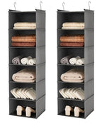 MAX Houser 6 Tier Shelf Hanging Closet Organizer, Closet Hanging Shelf with 2 Sturdy Hooks for Storage,2 Pack, Foldable (Grey) - color: Grey-2