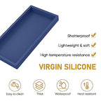 Silicone Vanity Tray - Thickened, Shatterproof, Rectangle - 7.8 * 3.9 in - For Counter, Soap Dispenser - color: Sapphire Blue, size: Small-7.8*3.9 in