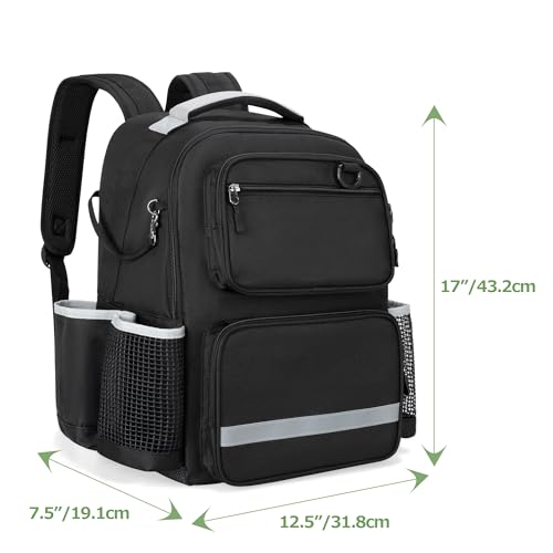 HODRANT Cleaning Backpack with Bottom Plate & Waterproof Bottom, Large Supplies Bag with Multiple Pockets for Housekeeping Tools, Cleaning Products Caddy Organizer for Home & Car