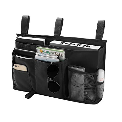 Bseash Bunk Bed Organizer, Bedside Caddy Hanging Bed Organizer Storage Bag 8 Pockets, for College Dorm Rooms Bed, Hospital Bed, Baby Bed Rails, 600D Oxford Cloth - color: Black, size: Large