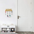 Key Holder Wall Mounted with Screws and Anchors, Gold Multifunctional Key Hanger with 10 Hooks, Entryway Front Door Kitchen Hallway Garage Office - color: Home-1 Gold