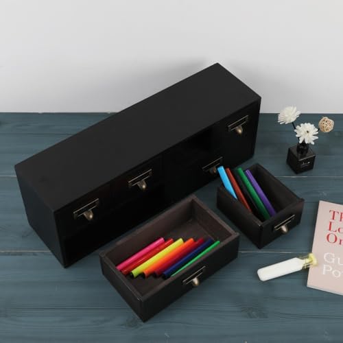 Apothecary Drawers Wooden Storage Box Vintage Wooden Drawers Wood Desktop Organizer Countertop Storage Box Library Card Catalog Cabinet Apothecary Cabinet （BLACK06） - color: BLACK06