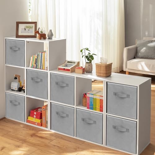 Criusia Large Storage Cubes, 13x13 Cube Storage Bins (Set of 10), Fabric Collapsible Storage Bins with Dual Handles, Foldable Cube Baskets for Shelf, Closet Organizers and Storage Box (Grey) - color: Grey, size: 10 Pack - 13 inches
