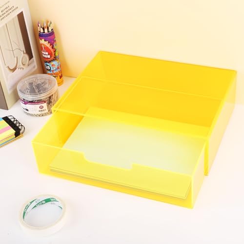 Gelite Acrylic Desk Organizer with Drawer for Makeup Vanity Stackable Desktop Storage Box for Office Supplies, 13.8 x 9.8 x 3.9’’, Neon Yellow - color: Neon Yellow