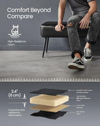 VASAGLE EKHO Collection - Bench for Entryway Bedroom, Synthetic Leather with Stitching, Ottoman Bench with Steel Legs, Living Room, Mid-Century Modern, Loads 660 lb, Ink Black ULOM076B01 - color: Ink Black, style: Steel Leg Bench
