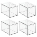 mDesign Plastic Stackable Closet Storage Organizer Bins with Pull Out Drawer for Cabinet, Desk, Shelf, Cupboard, or Dresser Organization - Lumiere Collection - 4 Pack - Clear - size: 8 x 12 x 8 (Pack of 4)