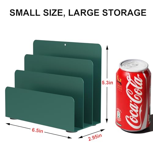 Mail Organizer Countertop, Small Desk File Organizer, Metal File Holder - Essential Workspace Organizers for Office Desk, Home Office (Green) - color: Green