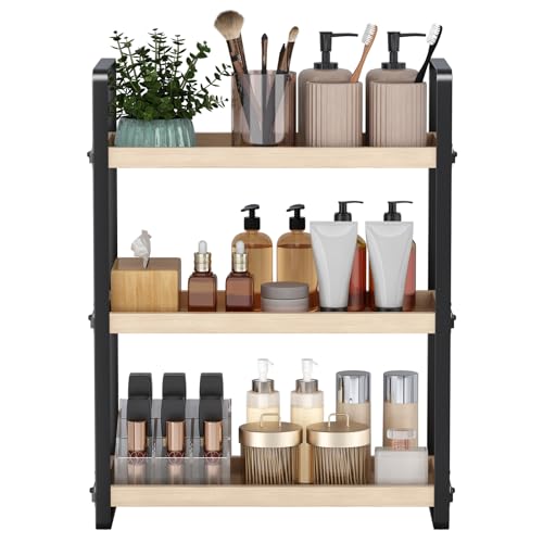 HNRLOY Bathroom Counter Organizer,Bathroom Countertop Organizer,Counter Shelf,Countertop Storage,Organization and Storage,Makeup Shelf,Sink Caddy(Burlywood 3 Tier) - color: Burlywood 3 Tier