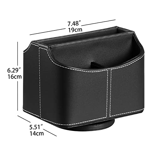 Remote Control Holder 360 Degrees Rotatable Desk Stationery Supply Organizer PU Leather Desktop Storage Box for Controllers Media Bedside Spinning TV Caddy iPad Mobile Pencil Cosmetic - color: A Black