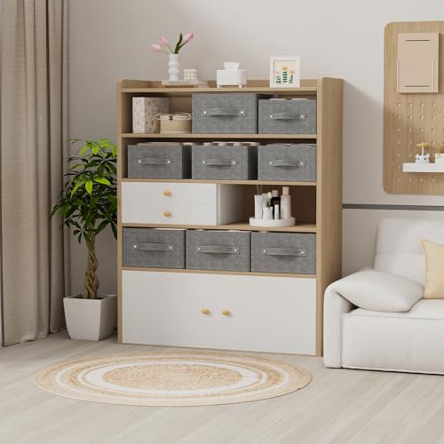 Collapsible Storage Bins, Fabric Organizer Baskets, Cube Boxes for Organizing Home, Office and Closet, Grey, 3 Pack, 13.0x9.0x5.5in - color: Grey, size: 13.0x9.0x5.5 in(3 Pack)