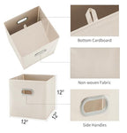 MAX Houser 6 Pack Foldable Fabric Storage Bins with Handles - Ideal for Closet Organization, Bedroom and Nursery（ Beige, 12"x12"x12"） - color: 1 beige