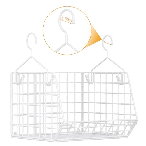 7 Tier Hanging Closet Organizer and Storage, Foldable Wire Closet Shelving with 4 Large Hooks+5 S Hooks,Hanging Basket for Clothes Sweaters Shoes Handbags,Wardrobe Kitchen Laundry Room-White - color: White, size: 7-Tier