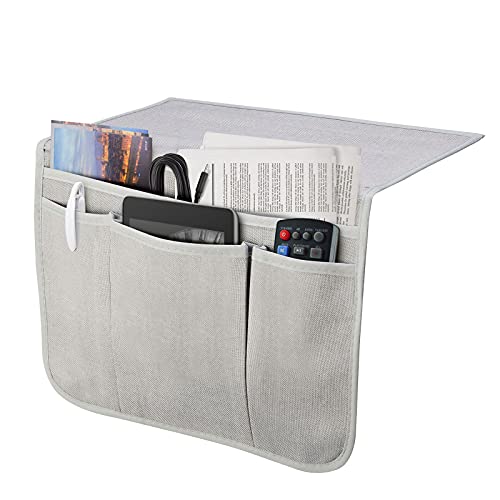 Bedside Caddy Bedside Storage Organizer Magazine Phone Tablet iPad Remote Holder, Organizer Caddy for Home College Dorm Bed, Sofa, Bunk Bed (Silver Gray) - color: Silver Gray