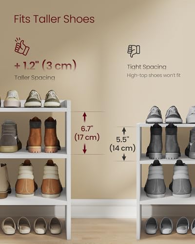 VASAGLE Shoe Rack for Closet, Stackable Shoe Organizer Shelf for Entryway, 3 Tiers, 11.7 x 32.3 x 21.3 Inches, White ULBS061WZ01S - size: 3 Tiers (32.3"W)