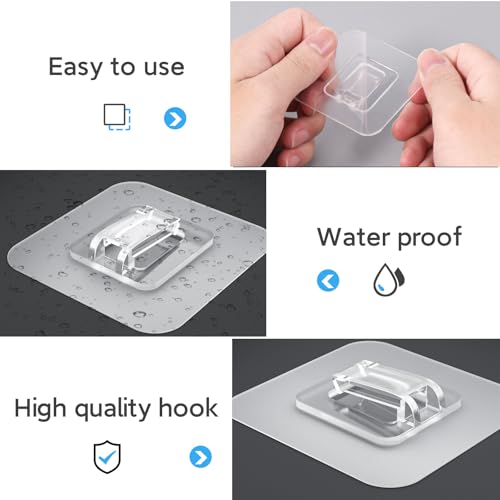 Lsnisni 12 Pack Shower Caddy Adhesive Replacement, Waterproof Shower Shelf Adhesive Strips, Strong Adhesive Flat Hooks for Bathroom Storage Shelves and Kitchen Racks No Drilling, Clear - color: Transparent-12 Pack