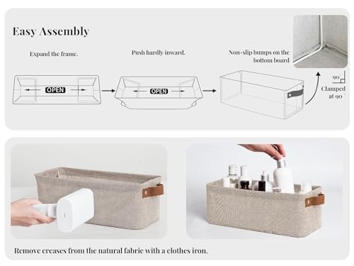 StorageWorks Narrow Storage Bins, Small Basket for Closet and Shelves, Fabric Organizer with Handles, Toilet Paper Storage, Brown and Beige, 2-Pack - color: Brown and Beige, size: 15"L x 6"W x 5"H