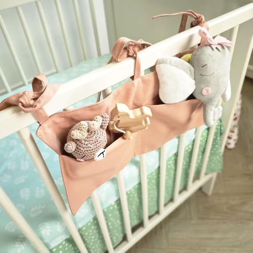 Baby Bedside Hanging Storage Bag - 2-Pocket Bedside Storage with High Capacity for Diapers & Essentials, Space-Saving Hanging Nursery Organizer 5 Colors Available (Pink) - color: Pink
