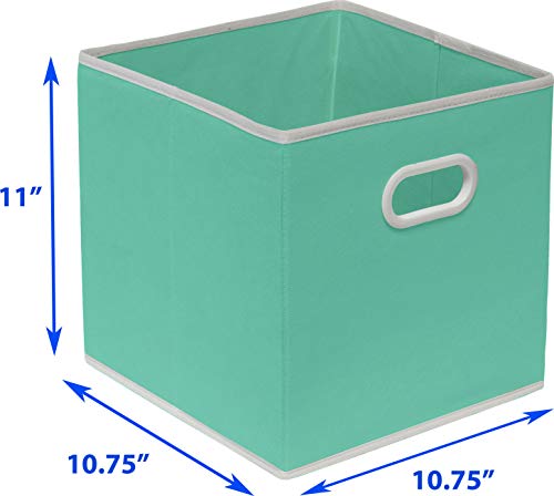 Simple Houseware Foldable Cube Storage Bins with Handles, 11-Inch, Turquoise, 6-Pack, Fabric Cubes Organizer for Closet or Shelves - color: Turquoise