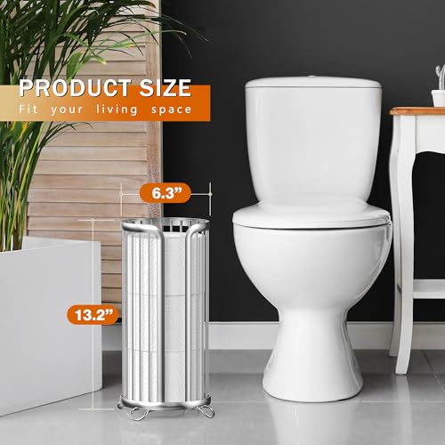 Bunoxea Toilet Paper Holder Stand, Freestanding Toilet Tissue Organizer, Minimalistic Storage Solution, Reserve Mega Rolls,Modern -2PACK Silver - color: Silver, size: 2 Pack