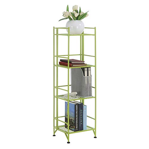 Convenience Concepts Xtra Storage 4-Tier Folding Metal Shelf, Lime - color: Lime