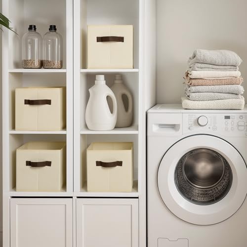 Cupic Cupid Storage Bins Closet, Fabric Closet Organizers and Storage, 6-Pack Baskets for Organizing, Large Storage Boxes with Handles for Clothes and Toys, Beige - color: Beige, size: 6-Pack