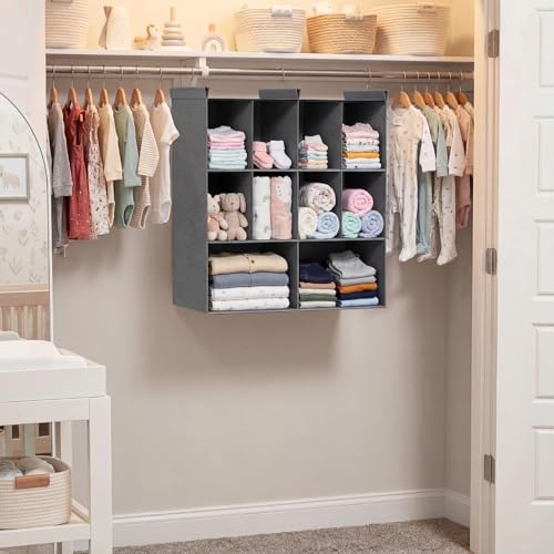 Ofiray-home 3 Tier Hanging Closet Organizer, 10 Compartments Sweater Organizer for Closet with 3 Sturdy Hooks, Closet Organizers and Storage, Wardrobe, Rv, Garment Rack, Grey - color: Grey, size: 3-Tier