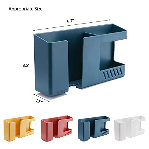 Strong Adhesive Wall Mount Phone Holder D3 Punch-Free Bedside Phone Shelf with Charging Port, Sticky Remote Control Storage Box, Bathroom & Kitchen Wall Organizer (Blue) - color: Blue