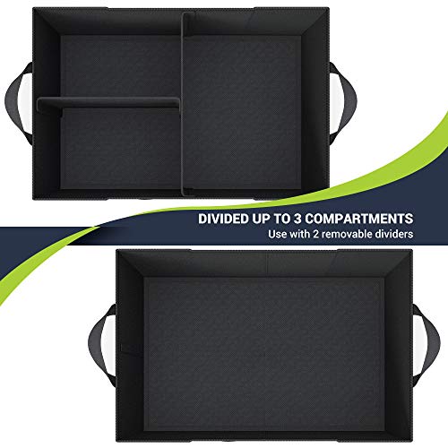 MIU COLOR Trunk Organizer for Car, Car Organizer, 8 Mesh Pockets Trunk Organizer for SUV, Non-Slip Bottom, Storage Organizer for Sedans, Van, Jeep, Grocery, 2 Compartments, Black 22"x13"x11" - color: Black, size: Medium