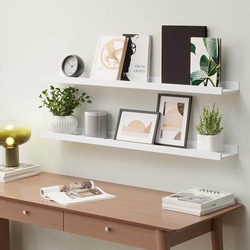 Boswillon 36 Inches Long Floating Shelves Wall Mounted,2 Set Modern White Shelf for Bedroom,Nursery Book with Lip,Picture Ledge Decor Living Room Bathroom Kitchen-White,35.4 In - color: White, size: 35.4 In