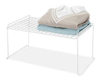 Whitmor Medium 1 Tier Stacking Helper Shelf, Durable Plastic, Wire Shelf, Freestanding, No Assembly, 12"L x 20"W x 9"H, White - size: 1-TIER, 12"L x 20"W x 9"H
