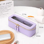 Aveniee Clear Makeup Brush Bag, Slim Brush Holder Cosmetic Case, Small Travel Toiletry Bag for Women, Thin Make up Bags with Dual Zipper, Cute Travel Essentials Srorage Bag.Lilac - color: Lilac, style: Slim Elegance