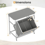 Giantex Laundry Sorter with Foldable Ironing Board, 3 Section Tilt Out Laundry Hamper with Removable Bags, Heavy-Duty Rolling Laundry Cart with Lockable Wheels for Bathroom Bedroom, Grey