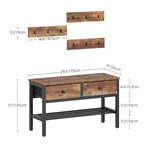 YATINEY Hall Tree with Bench and Shoe Storage, Entryway Bench with Coat Rack, 4-in-1 Coat Rack Shoe Bench, Multifunctional, for Front Door, Hallway, Foyer, Rustic Brown and Black MT05BR - color: Rustic Brown + Black