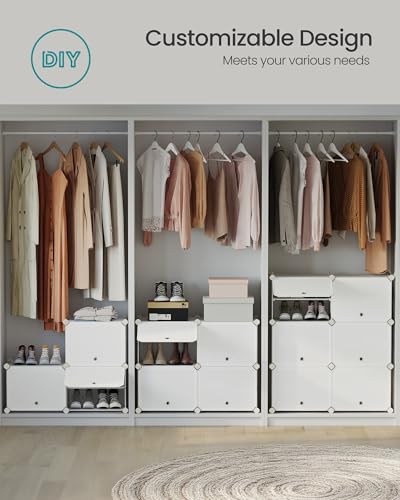 SONGMICS Shoe Rack Organizer, 8-Tier Shoe Storage Cabinet for Closet and Entryway, Holds 32 Pairs of Shoes, Adjustable, Cloud White ULPC034W03 - color: Cloud White, size: 8 Cubes