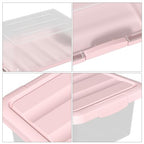 14 Quart Basic Clear Storage Box with Pink Lid (Pack of 2) - color: Pink Lid