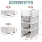 Goderewild Stackable Foldable Storage Baskets, Folding Storage Bins, Closet Organizers and Plastic Drawer Shelf Storage Container for Wardrobe, Cupboard, Kitchen, Bathroom, Office (White, 4L) - size: 4L