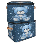 Custom Storage Basket with Name, Personalized Storage Bins with Zipper Lid, Foldable Fabric Storage Box Large capacity with Handle Blue Star Bear - color: Option 5