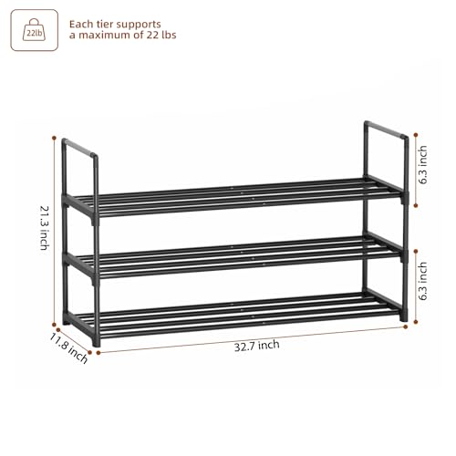 Shoe Rack, 3-Tier Shoe Organizer, Sturdy Shoe Storage Shelf, Perfect for Front Door Entrance, Closet & Entryway, Easy to Assemble, DIY Layering Options (S - 3 Tier) - size: 3 Tiers