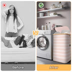 BALEINE Laundry Hamper with Lid, Tall Laundry Baskets with Bamboo Pull Handles, Large Laundry Bin with Internal Support (18 Gal/70L, Pink Pinstripe) - color: Pink Pinstripe, size: 70 liters
