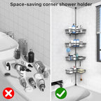 KEGII Corner Shower Caddy Tension Pole - Rustproof Tension Rod Organizer, Floor to Ceiling Shower Caddy 25-114.2 inch, Bathroom Storage Rack Corner Waterproof, Dark Gray - style: Tension Caddy - Dark Gray
