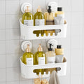 TAILI Shower Caddy Suction Cup 2 Pack, Heavy Duty Bathroom Organizer, Removable Shelves for Inside Shower, Shampoo, Waterproof Suction Plastic Storage for Bathroom Accessories Holder, White - style: 2 × White