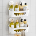TAILI Shower Caddy Suction Cup 2 Pack, Heavy Duty Bathroom Organizer, Removable Shelves for Inside Shower, Shampoo, Waterproof Suction Plastic Storage for Bathroom Accessories Holder, White - style: 2 × White