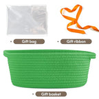 Pro Goleem Small Woven Basket with Gift Bags and Ribbons Durable Baskets for Gifts Empty Small Rope Basket for Storage 12"X 8" X 5" Baby Toy Basket with Handles, Grass Green - color: grass green