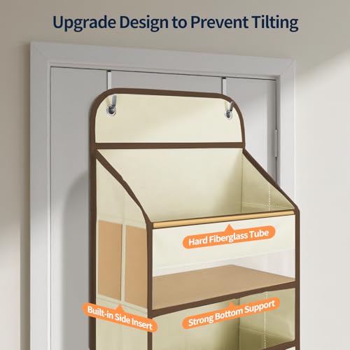 Yecaye Over The Door Organizer, Heavy Duty Hanging Organizers and Storage with 4 Large Capacity Pockets, Swing-Proof Behind The Door Storage for Bathroom Nursery Bedroom Dorm Closet, Beige,1Pc - color: Beige, size: 4 Tier