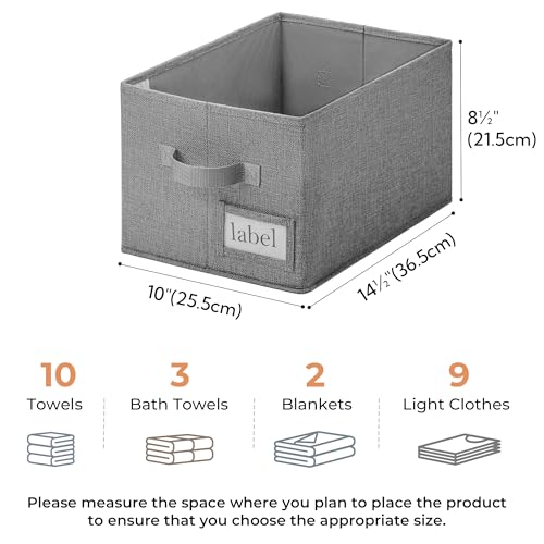 GRANNY SAYS Storage Basket for Shelves, Closet Clothes Bins with Label Holders, Fabric Storage Bin for Bedroom, Decorative Storage Boxes for Organizing, Dark Gray, Medium, 3-Pack - color: Dark Gray, size: Medium