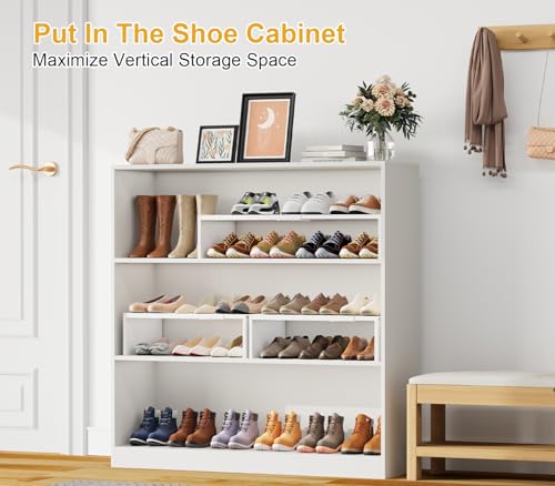 Cidaziya Expandable 1 Tier Shoe Rack for Shoe Cabinet, 1 Tier Stackable White Shoe Shelf Organizer for Closet, Sturdy Metal and Wood Structure, Hold 4-6 Pairs of Shoes - color: White, size: 1 Pack (1 Tier)