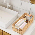 LotFancy Bathroom Basket, 2 Pack Water Hyacinth Toilet Paper Basket, Hand Woven Back of Toilet Organizer for Toilet Tank Top Countertop, Wicker Baskets for Shelves